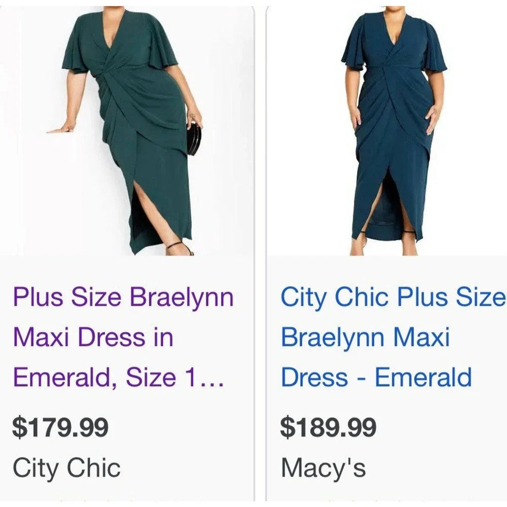City Chic Braelynn Maxi Dress Emerald Tulip Flutter S Plus Size 16 Wedding *Flaw - Picture 15 of 16